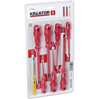 Kreator Krt400201 Isoliertes Schraubenzieher-Set - 8 Stück - Schraubendreher & Tester Kreator Krt400201 Isoliertes Schraubenzieher-Set - 8 Stück - Schraubendreher & Tester