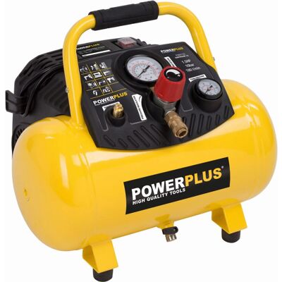 Powerplus 1100W 12L Ilmakompressori - Öljytön, 10 bar - EU-sovitin Powerplus 1100W 12L Ilmakompressori - Öljytön, 10 bar - EU-sovitin