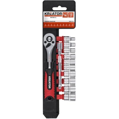 Kreator KRT500112 Steeksleutelset - 12 stuks, 4-13 mm, chroomafwerking Kreator KRT500112 Steeksleutelset - 12 stuks, 4-13 mm, chroomafwerking