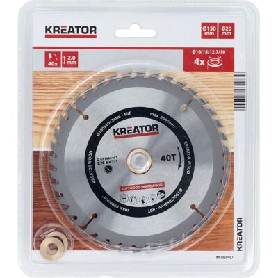 Kreator 150mm Cirkelzaagblad - 40 Tanden voor Hout Kreator 150mm Cirkelzaagblad - 40 Tanden voor Hout