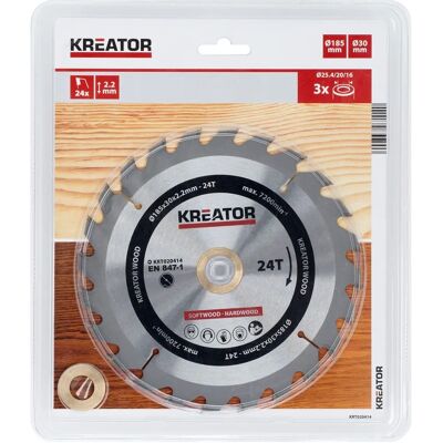 Lama di Sega Circolare Kreator 185 mm - 24 Denti, 2,2 mm Lama di Sega Circolare Kreator 185 mm - 24 Denti, 2,2 mm