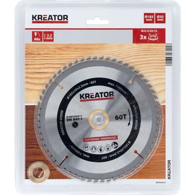 Lama di sega circolare Kreator 185mm - 60 denti, foro 30mm Lama di sega circolare Kreator 185mm - 60 denti, foro 30mm