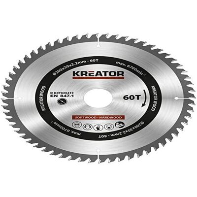 Kreator KRT020419 Zilveren Cirkelzaagblad - 200mm, 60 tanden - Producttype Kreator KRT020419 Zilveren Cirkelzaagblad - 200mm, 60 tanden - Producttype