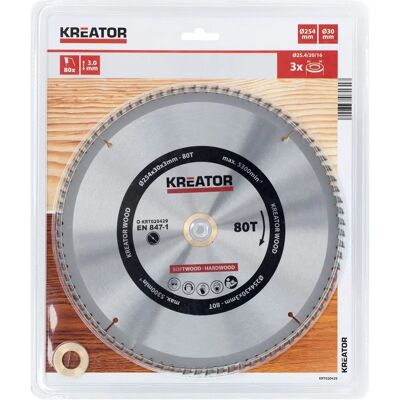 Kreator 254mm Kreissägeschliff - 80Z für Holz & Laminat Kreator 254mm Kreissägeschliff - 80Z für Holz & Laminat
