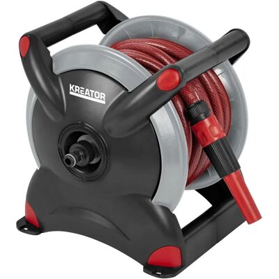 Reel per tubo da giardino Kreator - 15m, Lancia regolabile, Portatile Reel per tubo da giardino Kreator - 15m, Lancia regolabile, Portatile