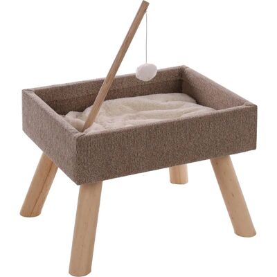 VidaXL macskaágy játékokkal - Skandináv bézs 43.5x40x54.5 cm VidaXL macskaágy játékokkal - Skandináv bézs 43.5x40x54.5 cm