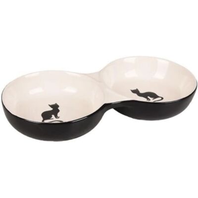 Ciotola doppia in ceramica Flamingo per gatti - 145ml, 2x11cm Ciotola doppia in ceramica Flamingo per gatti - 145ml, 2x11cm
