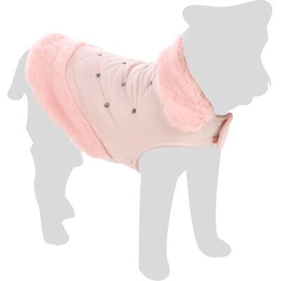 Flamingo Coco Pink Dog Coat - Water-resistant, Polar Lined, Stones Decor Flamingo Coco Pink Dog Coat - Water-resistant, Polar Lined, Stones Decor