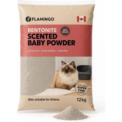 Flamingo Kattenbak Baby Poeder Geur 12kg Flamingo Kattenbak Baby Poeder Geur 12kg