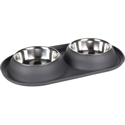 Antica Farmacia Orlandi Bol Double pour Animaux - 14,5cm, 2x500ml, Gris Antica Farmacia Orlandi Bol Double pour Animaux - 14,5cm, 2x500ml, Gris