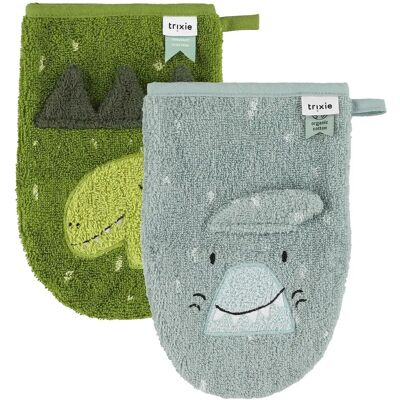 Serviettes pour bébé Trixie Mr. Dino - Coton Bio, Marron - Lot de 2 Serviettes pour bébé Trixie Mr. Dino - Coton Bio, Marron - Lot de 2