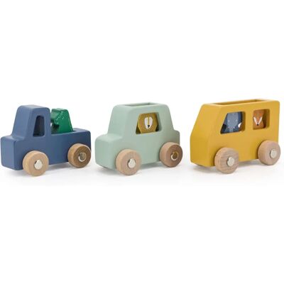 Trixie Wooden Animal Car Set - 3 Cars, 4 Figures Trixie Wooden Animal Car Set - 3 Cars, 4 Figures