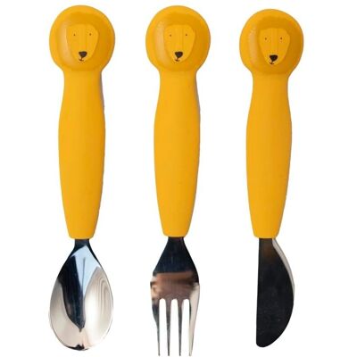 Trixie Baby Silicone Cutlery Set 3 Pack - Mr Lion Trixie Baby Silicone Cutlery Set 3 Pack - Mr Lion