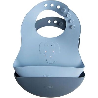 Trixie Mrs. Elephant Conjunto de 2 Babetes em Silicone Trixie Mrs. Elephant Conjunto de 2 Babetes em Silicone