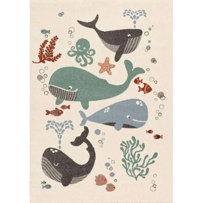 Tapis Yellow Tipi Baleine Souriant - Multicolore/Beige - 120x170cm - Publicité Tapis Yellow Tipi Baleine Souriant - Multicolore/Beige - 120x170cm - Publicité