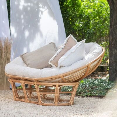 Fauteuil Râtán Naturel & Blanc - Jardin & Salon - Publicité Fauteuil Râtán Naturel & Blanc - Jardin & Salon - Publicité