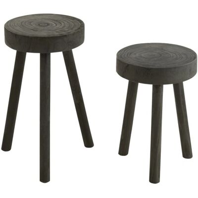 Tabouret Paulownia Noir J-Line - Ensemble de 2 - Publicité Tabouret Paulownia Noir J-Line - Ensemble de 2 - Publicité