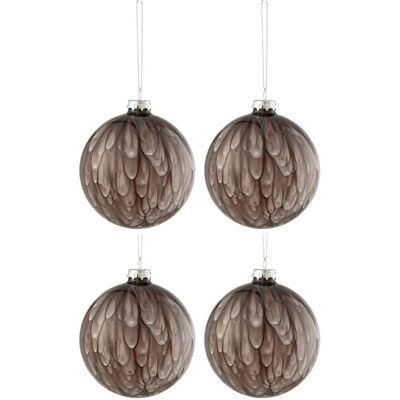 J-Line Boules de Noël en Verre Gris Foncé à Taches - Lot de 4 - Publicité J-Line Boules de Noël en Verre Gris Foncé à Taches - Lot de 4 - Publicité