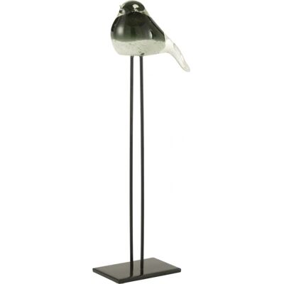 J-Line Pájaro Decorativo en Pie - vidrio - verde/blanco - grande J-Line Pájaro Decorativo en Pie - vidrio - verde/blanco - grande