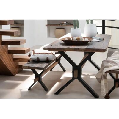 Table à manger en bois rustique Hellin - 6 places - Style industriel - Publicité Table à manger en bois rustique Hellin - 6 places - Style industriel - Publicité