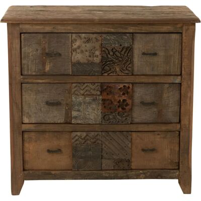 Armoire vintage en bois J-Line avec 3 tiroirs - Armoire - Publicité Armoire vintage en bois J-Line avec 3 tiroirs - Armoire - Publicité