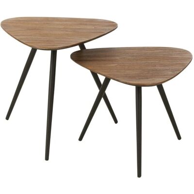 J-Line Teck recyclé naturel 2 tables - Table - Publicité J-Line Teck recyclé naturel 2 tables - Table - Publicité
