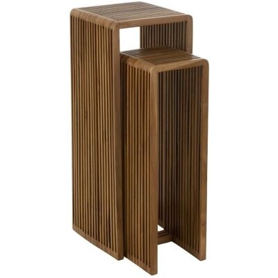 Tables d'appoint J-Line - Teck recyclé, Finition naturelle - Set de 2 - Publicité Tables d'appoint J-Line - Teck recyclé, Finition naturelle - Set de 2 - Publicité