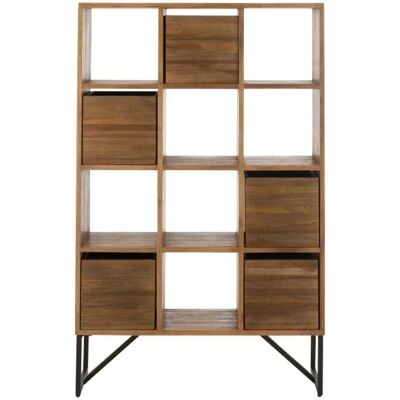 Bibliothèque en teck recyclé Hellin - Style vintage rangement - 100x30x158 cm - Publicité Bibliothèque en teck recyclé Hellin - Style vintage rangement - 100x30x158 cm - Publicité