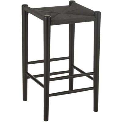 J-Line Tabouret de bar noir en bois de hêtre et corde - Siège de bar - Publicité J-Line Tabouret de bar noir en bois de hêtre et corde - Siège de bar - Publicité