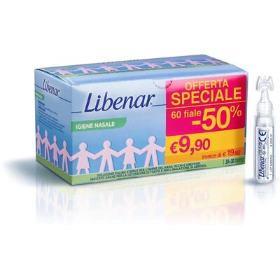 Libenar Soluzione Salina Sterile - Monodose Igiene Naso & Occhi - 60x5ml Libenar Soluzione Salina Sterile - Monodose Igiene Naso & Occhi - 60x5ml