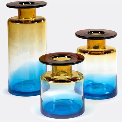 Vaso Serax Wind & Fire - Blu/Ambra - 40cm - Vetro Scultoreo Vaso Serax Wind & Fire - Blu/Ambra - 40cm - Vetro Scultoreo
