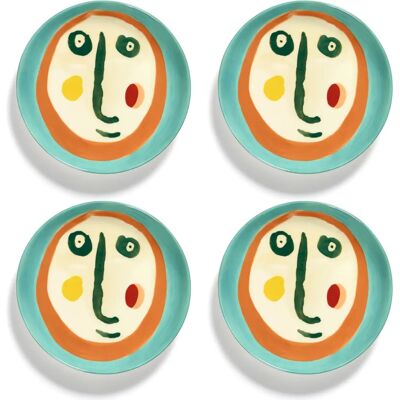 Ottolenghi Modello Feast Face 2 Set di 4 Piatti Multicolore Ottolenghi Modello Feast Face 2 Set di 4 Piatti Multicolore