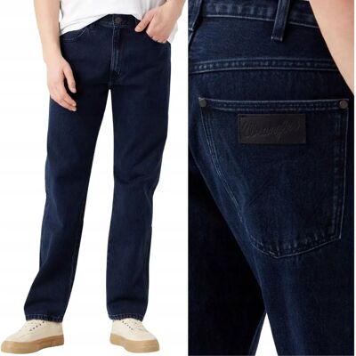 Jeans Wrangler W16VYN23Q Granatowe - Prosty Krój Jeans Wrangler W16VYN23Q Granatowe - Prosty Krój