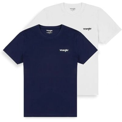 WRANGLER W7BZFQXW4 2PACK SIGN OFF TEE NAVY - T-shirt WRANGLER W7BZFQXW4 2PACK SIGN OFF TEE NAVY - T-shirt