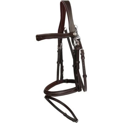 Dy'on Trense mit kombiniertem Reithalfter und Karabiner - Braun - Pferde Trense Dy'on Trense mit kombiniertem Reithalfter und Karabiner - Braun - Pferde Trense