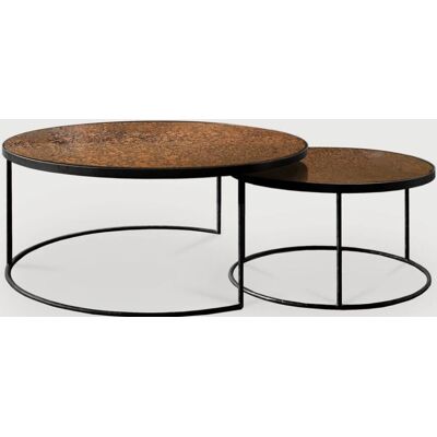 Tables basses en bronze cuivre nesting - Ethnicraft - Set de 2 - Publicité Tables basses en bronze cuivre nesting - Ethnicraft - Set de 2 - Publicité