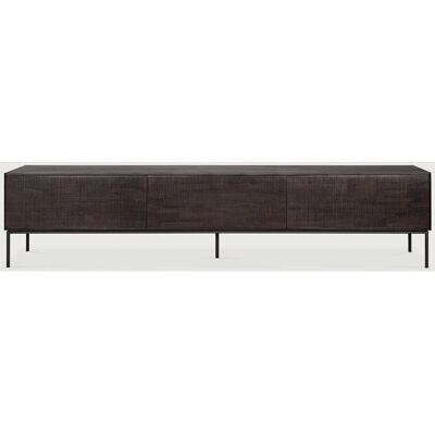 Meuble TV Ethnicraft Grooves en teck gris - 1 porte & 2 tiroirs - Publicité Meuble TV Ethnicraft Grooves en teck gris - 1 porte & 2 tiroirs - Publicité