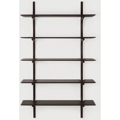 Ethnicraft Dunkelbraune Mahagoni Wandregal - Organisches Design, Handgefertigt - 100x35x196cm Ethnicraft Dunkelbraune Mahagoni Wandregal - Organisches Design, Handgefertigt - 100x35x196cm