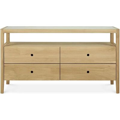 Ethnicraft - Comò Spindle - rovere massello naturale - oliato - comò a 4 cassetti Ethnicraft - Comò Spindle - rovere massello naturale - oliato - comò a 4 cassetti