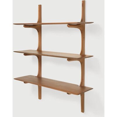 Étagère Murale Ethnicraft - 3 Étagères - Bois de Mahogany Naturel - Designer Alain van Havre - Étagère Murale - Publicité Étagère Murale Ethnicraft - 3 Étagères - Bois de Mahogany Naturel - Designer Alain van Havre - Étagère Murale - Publicité