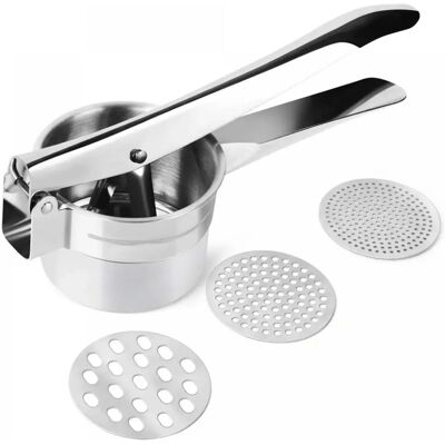 Pressa di Patate in Acciaio Inox Herzberg - 3 Dischi, Robusta Pressa di Patate in Acciaio Inox Herzberg - 3 Dischi, Robusta