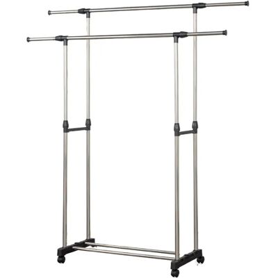 Herzberg HG-03251 - Porte-manteaux à double barre réglable sur roulettes - Publicité Herzberg HG-03251 - Porte-manteaux à double barre réglable sur roulettes - Publicité