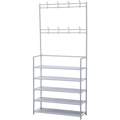 Herzberg Marka Segmentowany wieszak na ubrania z 5 półkami i miejscem na buty - 60x173cm Herzberg Marka Segmentowany wieszak na ubrania z 5 półkami i miejscem na buty - 60x173cm