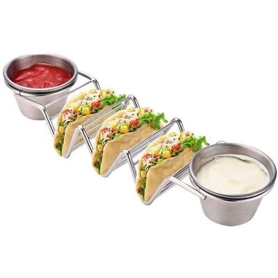 Herzberg Edelstahl Taco-Halter - 3 Tacos & 2 Saucen Herzberg Edelstahl Taco-Halter - 3 Tacos & 2 Saucen