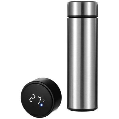 Herzberg Edelstahl-Reise-Thermoflasche - 500ml - Silber - Vakuumisoliert Herzberg Edelstahl-Reise-Thermoflasche - 500ml - Silber - Vakuumisoliert