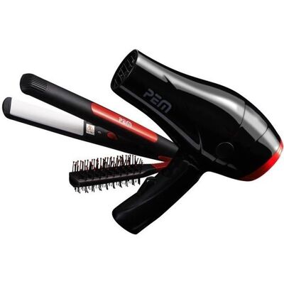 Marque Modèle - Sèche-cheveux, Lisseur & Brosse 3-en-1 - Voyage Compact - Publicité Marque Modèle - Sèche-cheveux, Lisseur & Brosse 3-en-1 - Voyage Compact - Publicité
