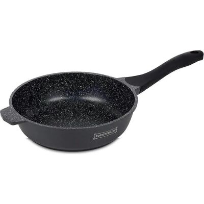 Royalty Line RL-BDF28-M Poêle en marbre avec couvercle en verre - 28cm - Publicité Royalty Line RL-BDF28-M Poêle en marbre avec couvercle en verre - 28cm - Publicité