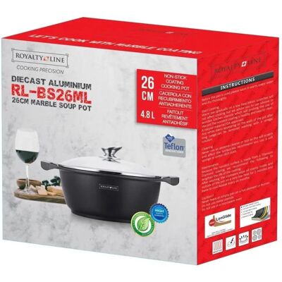 Cazo de cocina de mármol Royalty Line RL-BS26M - 26cm - Antiadherente, Inducción Cazo de cocina de mármol Royalty Line RL-BS26M - 26cm - Antiadherente, Inducción