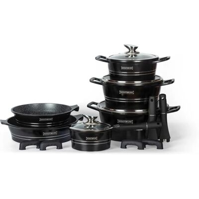 Set di Cucina Royalty Line 14 Pezzi - Nero - Set da Cucina Set di Cucina Royalty Line 14 Pezzi - Nero - Set da Cucina