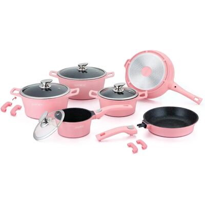 Ensemble de 17 pièces en induction rose NORTHIX - Batterie de cuisine - Publicité Ensemble de 17 pièces en induction rose NORTHIX - Batterie de cuisine - Publicité